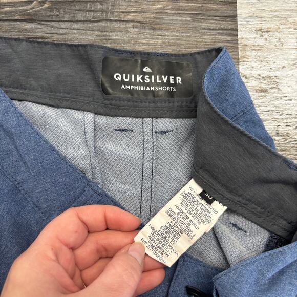 Quiksilver Amphibian Blue Mens 30 Casual Water Wear 4 Way Stretch‎ Hybrid Shorts - Picture 5 of 12